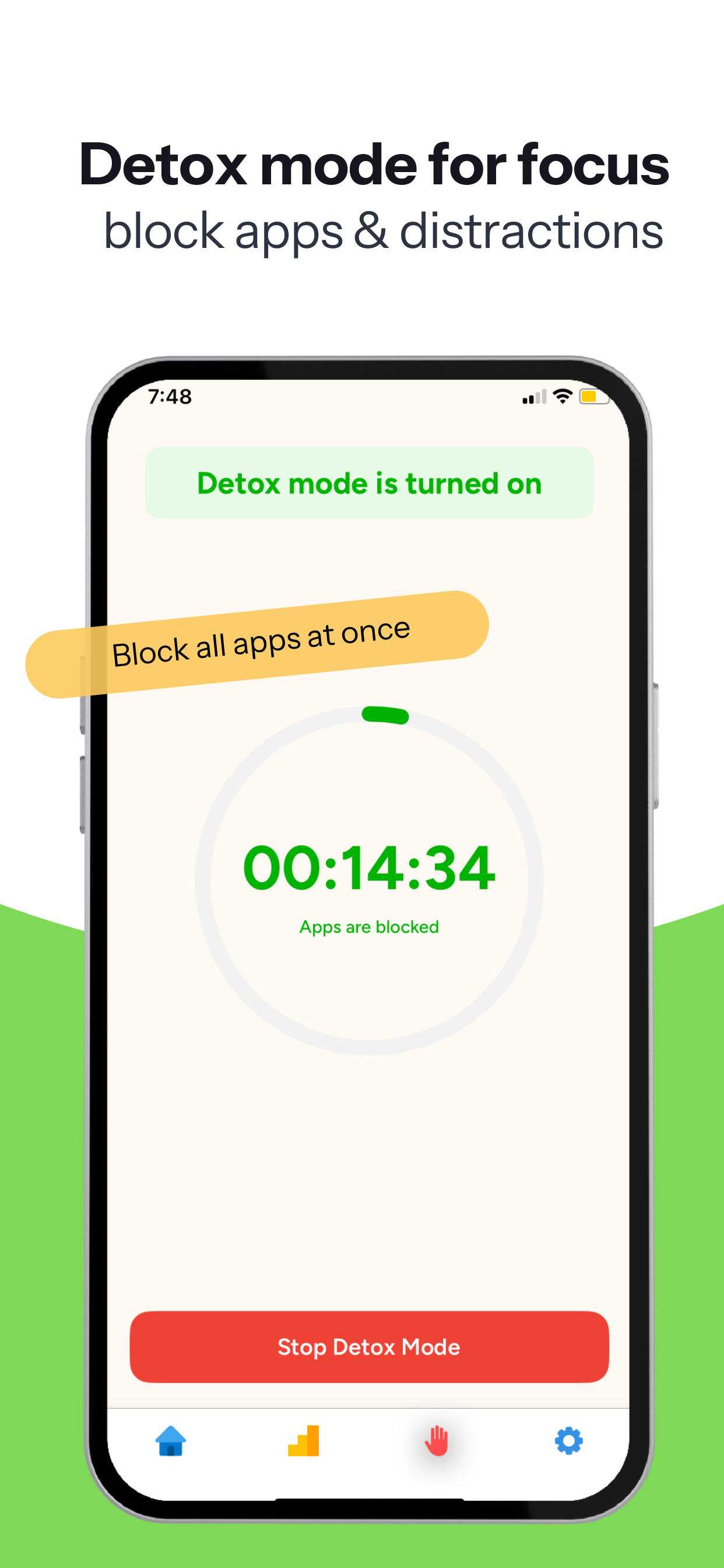Detox mode for focus - block apps and distractions
